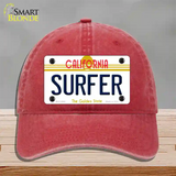 Surfer California Novelty License Plate Hat Unconstructed Cotton / Red