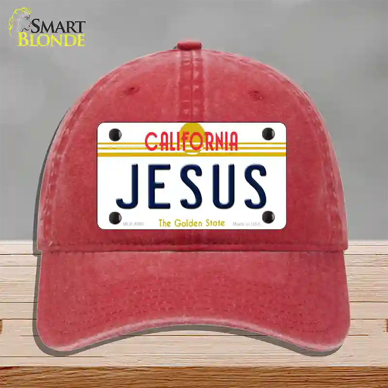 Jesus California Novelty License Plate Hat Unconstructed Cotton / Red