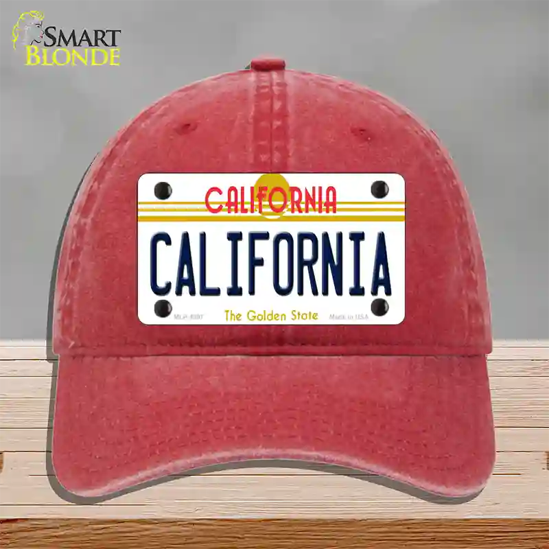 California Novelty License Plate Hat Unconstructed Cotton / Red