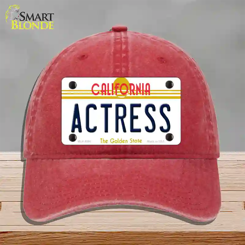 Actress California Novelty License Plate Hat Unconstructed Cotton / Red