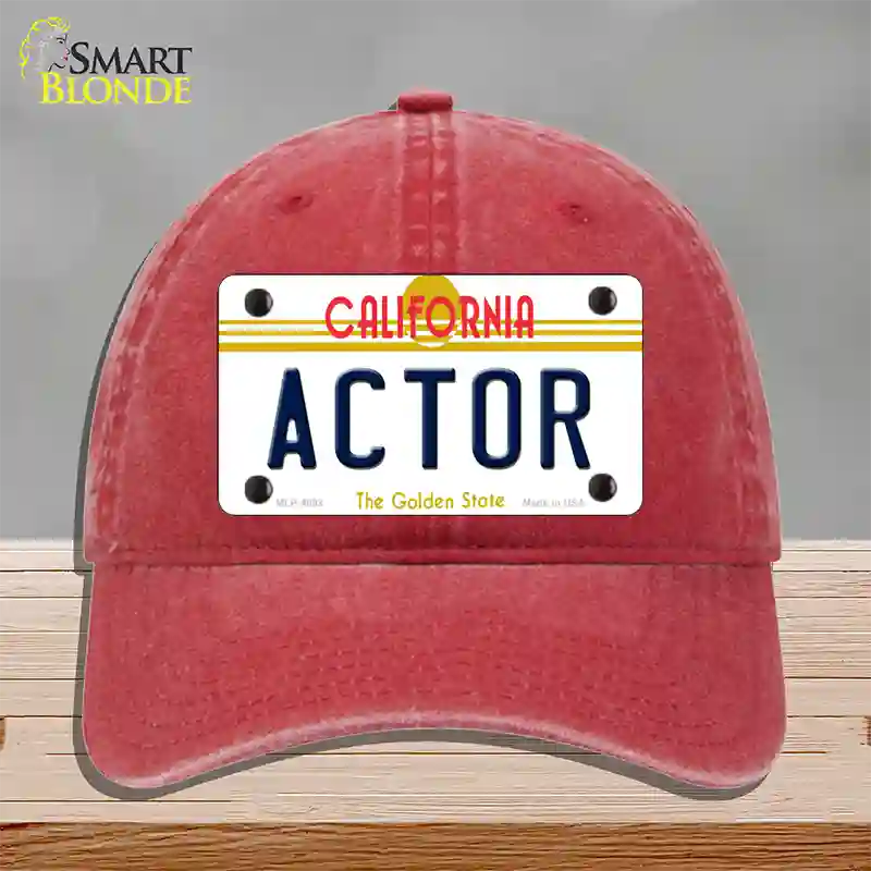 Actor California Novelty License Plate Hat Unconstructed Cotton / Red