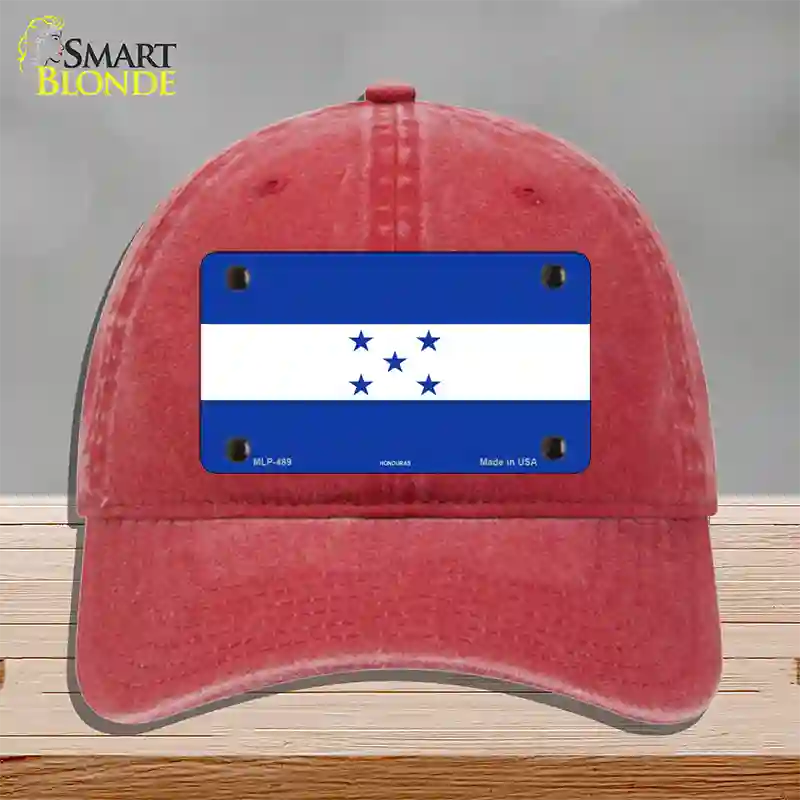 Honduras Flag Novelty License Plate Hat Unconstructed Cotton / Red