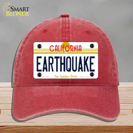 Earthquake California Novelty License Plate Hat Unconstructed Cotton / Red