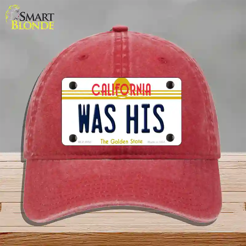 Was His California Novelty License Plate Hat Unconstructed Cotton / Red