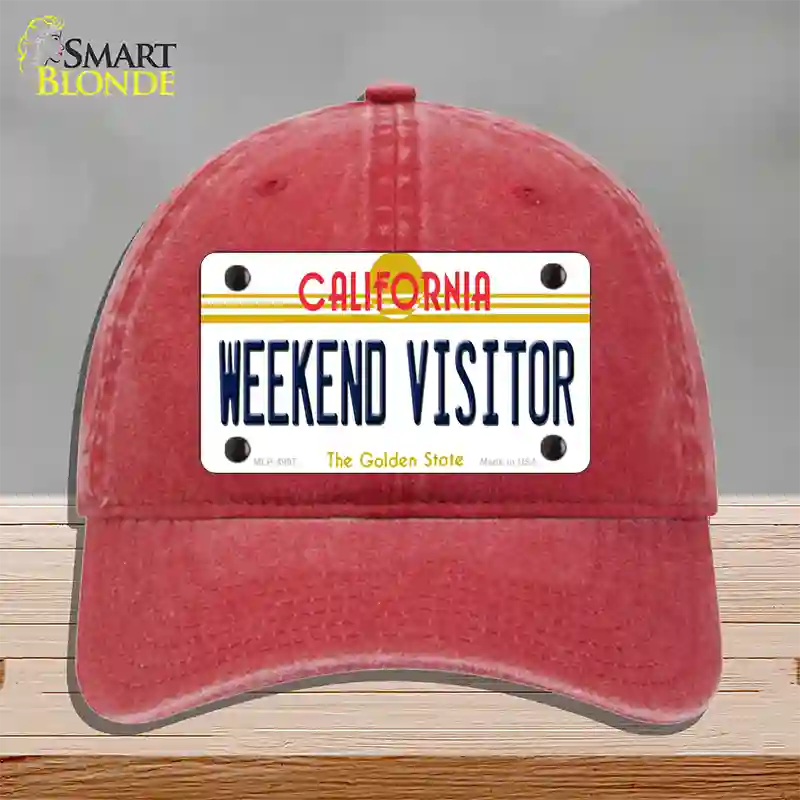 Weekend Vistor California Novelty License Plate Hat Unconstructed Cotton / Red