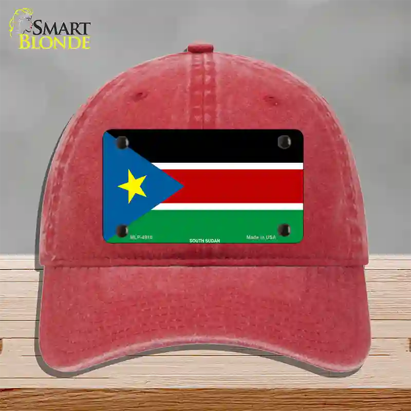 South Sudan Flag Novelty License Plate Hat Unconstructed Cotton / Red