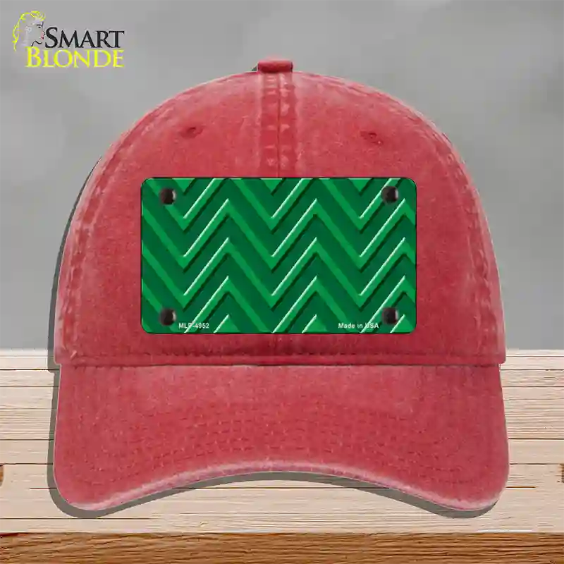 Green Light Green Large Chevron Novelty License Plate Hat Unconstructed Cotton / Red