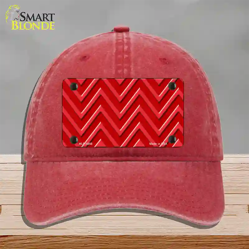 Red Light Red Large Chevron Novelty License Plate Hat Unconstructed Cotton / Red