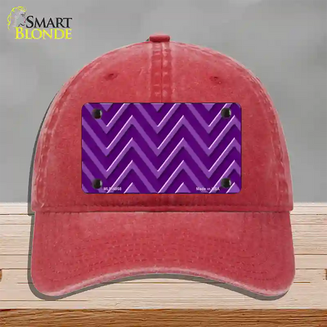 Purple Light Purple Large Chevron Novelty License Plate Hat Unconstructed Cotton / Red