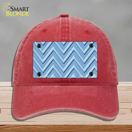 Light Blue Lighter Blue Large Chevron Novelty License Plate Hat Unconstructed Cotton / Red