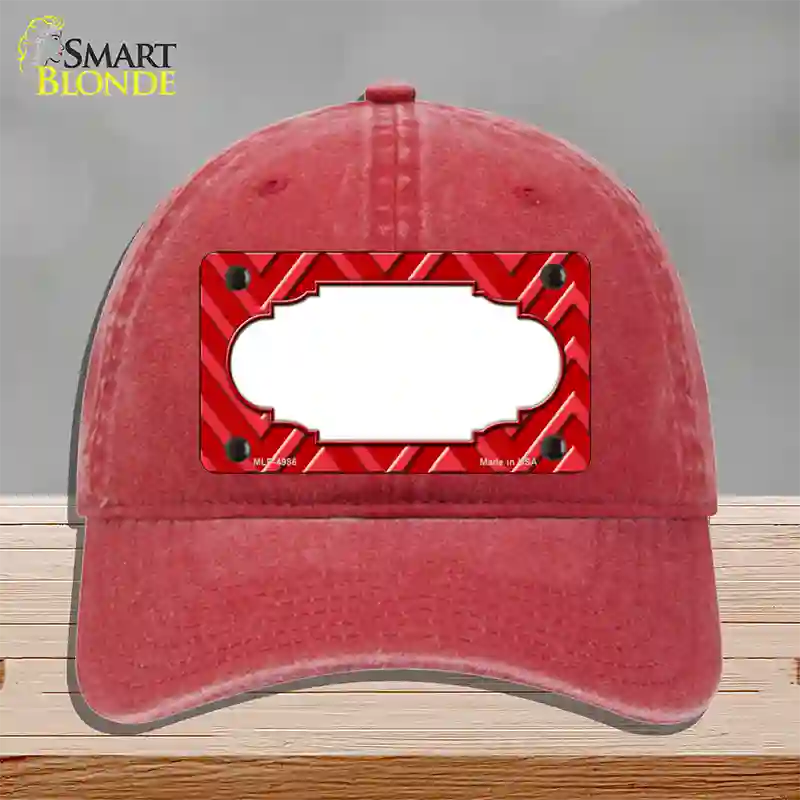 Red Light Red Large Scallop Chevron Novelty License Plate Hat Unconstructed Cotton / Red