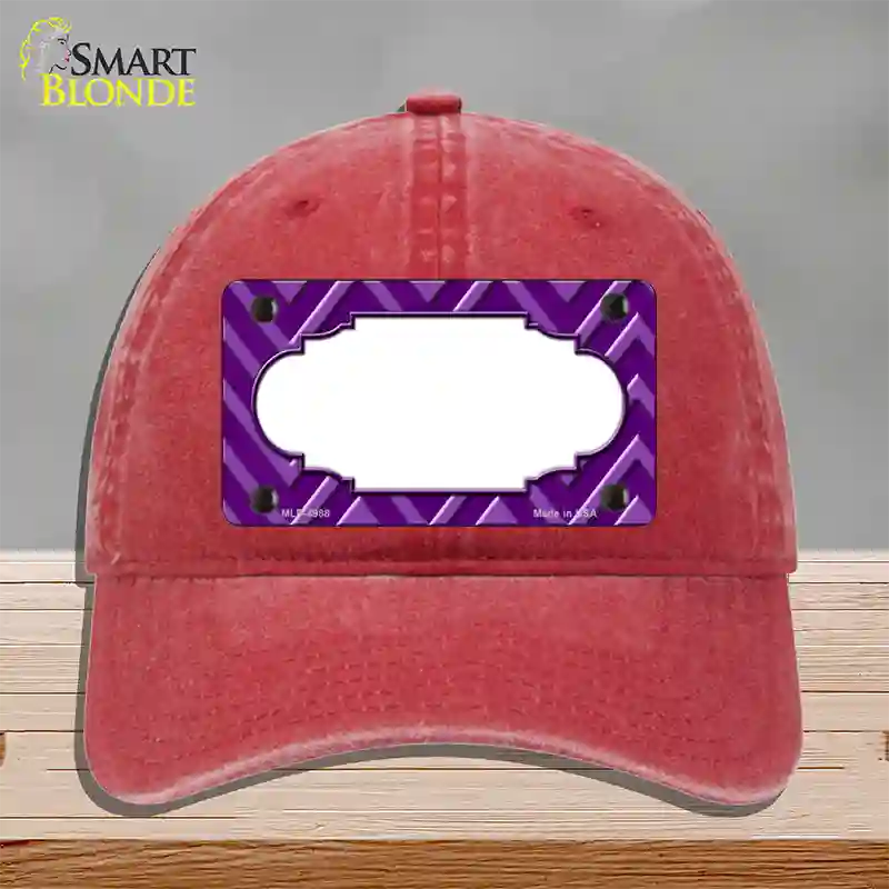 Purple Light Purple Scallop Large Chevron Novelty License Plate Hat Unconstructed Cotton / Red