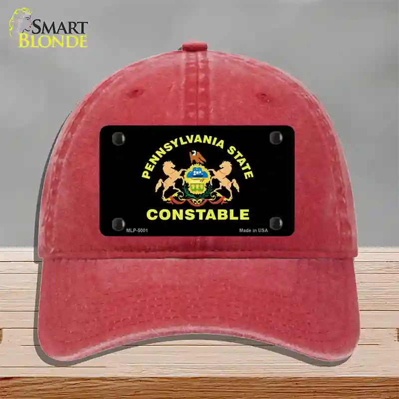 PA Constable Star Seal Novelty License Plate Hat Unconstructed Cotton / Red