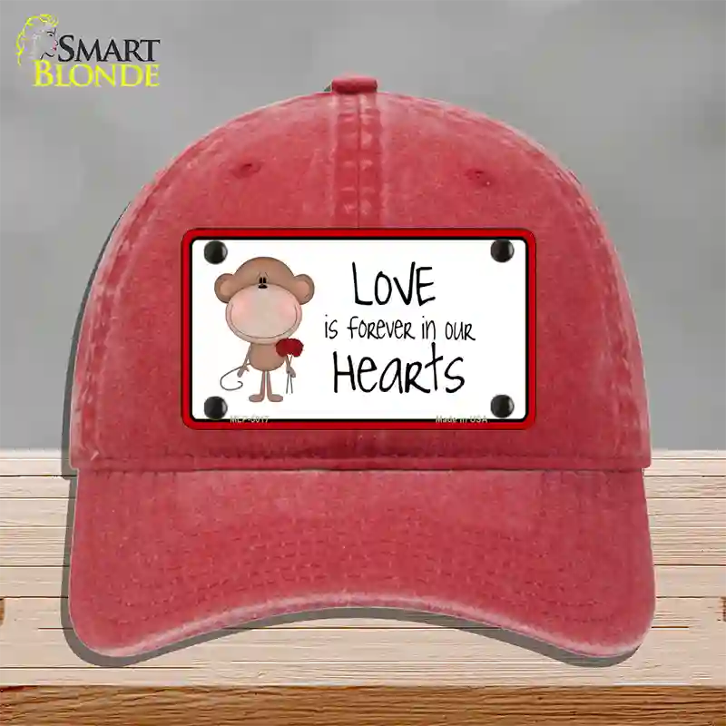 Love In Our Hearts Novelty License Plate Hat Unconstructed Cotton / Red