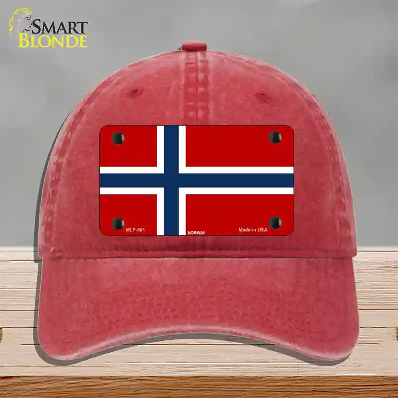 Norway Flag Novelty License Plate Hat Unconstructed Cotton / Red