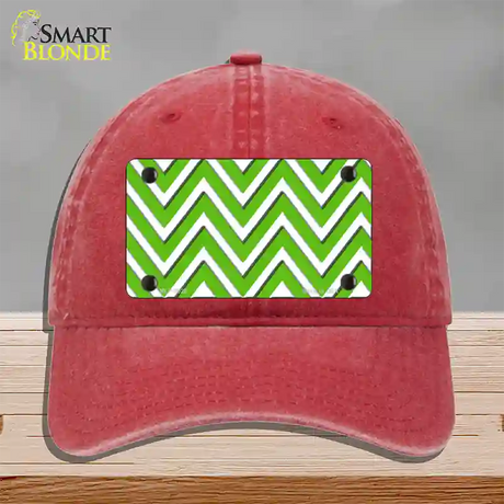 Kelly Green White Chevron Novelty License Plate Hat Unconstructed Cotton / Red