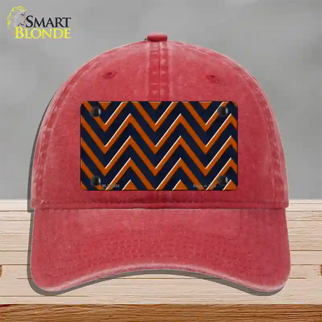 Orange Navy Blue Chevron Novelty License Plate Hat Unconstructed Cotton / Red