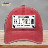 Philly Rican Puerto Rico Novelty License Plate Hat Unconstructed Cotton / Red