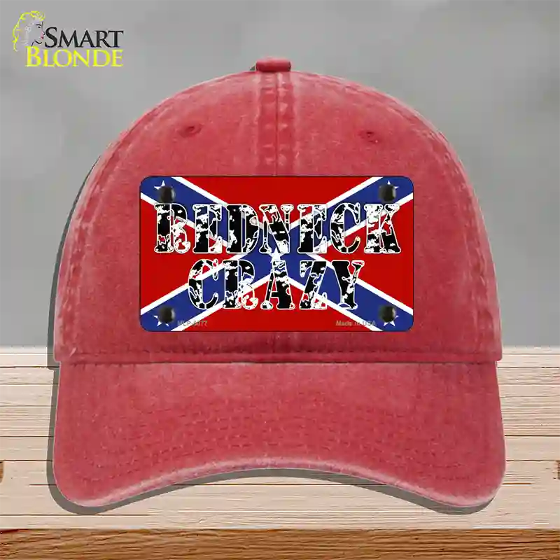 Redneck Crazy Novelty License Plate Hat Unconstructed Cotton / Red