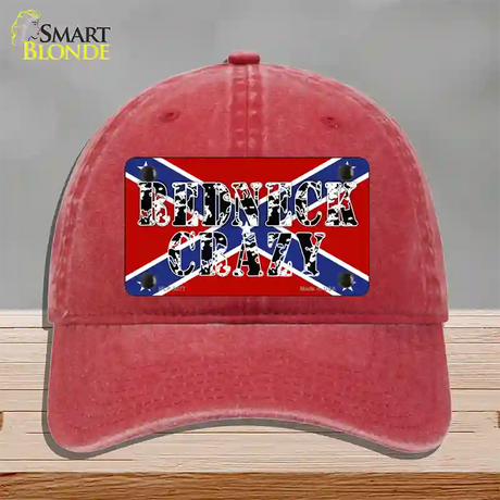 Redneck Crazy Novelty License Plate Hat Unconstructed Cotton / Red