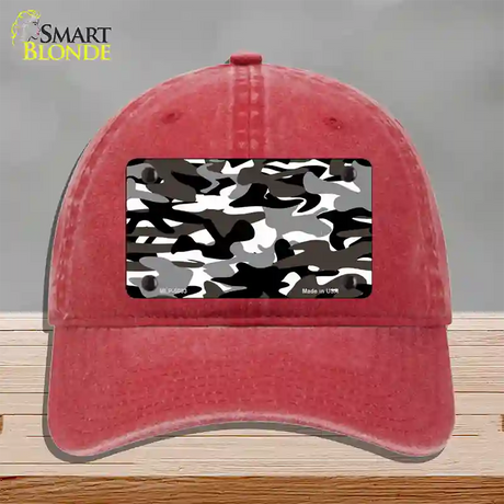 Black And White Camouflage Novelty License Plate Hat Unconstructed Cotton / Red