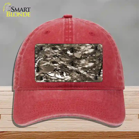 Leaf Camouflage Novelty License Plate Hat Unconstructed Cotton / Red