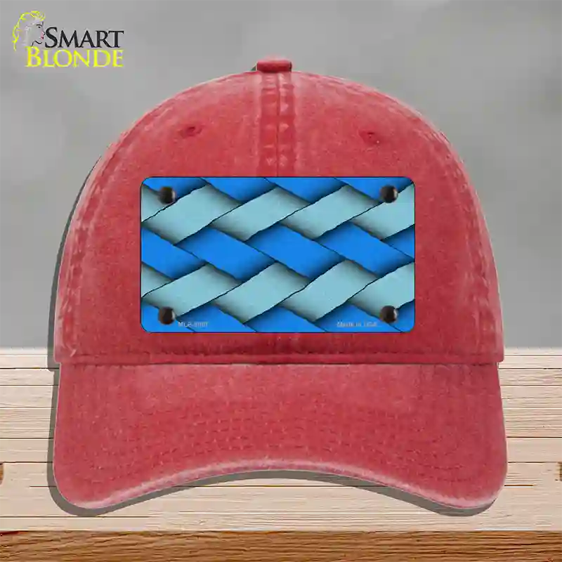 Weave Blue Novelty License Plate Hat Unconstructed Cotton / Red