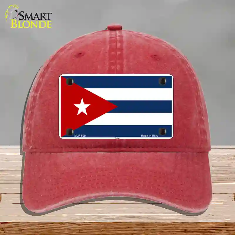 Cuba Flag Novelty License Plate Hat Unconstructed Cotton / Red