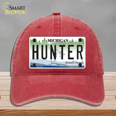 Hunter Michigan State Novelty License Plate Hat Unconstructed Cotton / Red