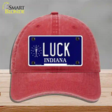 Luck Indiana State Novelty License Plate Hat Unconstructed Cotton / Red