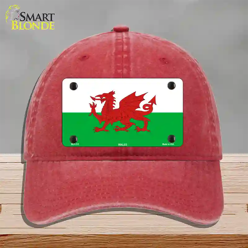 Wales Flag Novelty License Plate Hat Unconstructed Cotton / Red