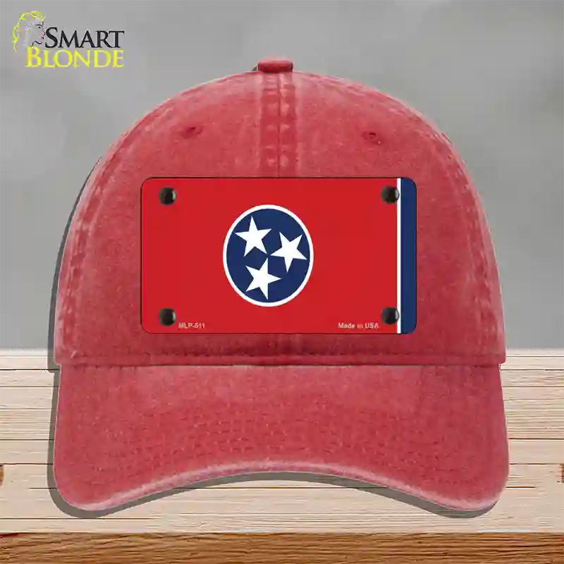 Tennessee State Flag Novelty License Plate Hat Unconstructed Cotton / Red