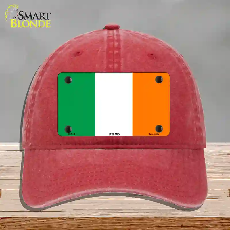 Ireland Flag Novelty License Plate Hat Unconstructed Cotton / Red