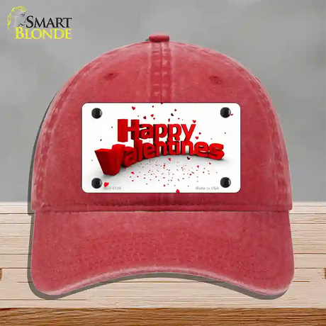 Happy Valentines Novelty License Plate Hat Unconstructed Cotton / Red