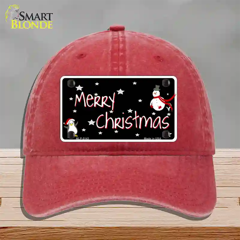 Merry Christmas Novelty License Plate Hat Unconstructed Cotton / Red