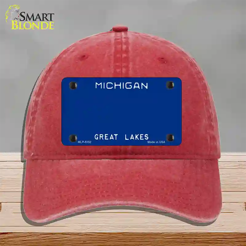 Michigan Great Lakes Plate State Blank Novelty License Plate Hat Unconstructed Cotton / Red