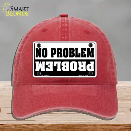 No Problem Novelty License Plate Hat Unconstructed Cotton / Red