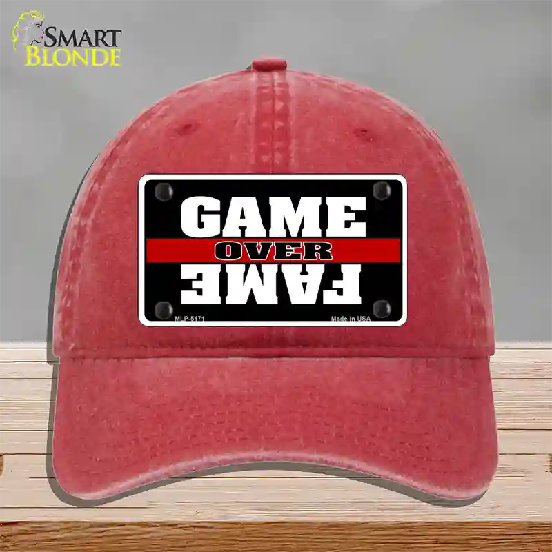 Game Over Fame Novelty License Plate Hat Unconstructed Cotton / Red