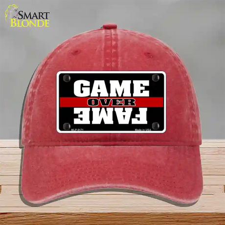 Game Over Fame Novelty License Plate Hat Unconstructed Cotton / Red