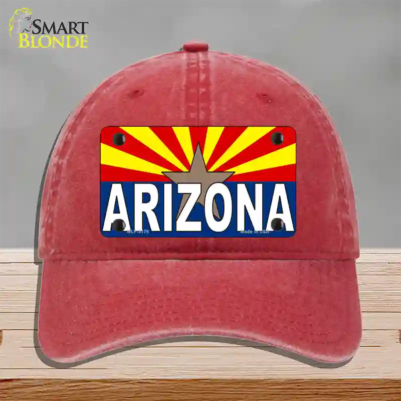 Arizona Flag White Arizona Novelty License Plate Hat Sign Unconstructed Cotton / Red