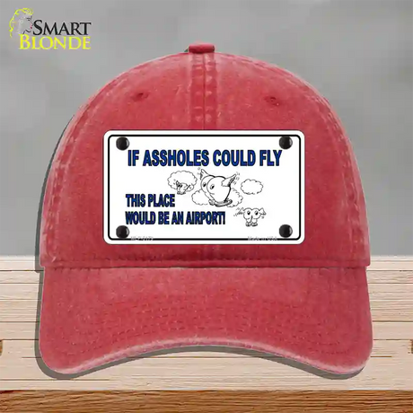 If Assholes Could Fly Novelty License Plate Hat Unconstructed Cotton / Red