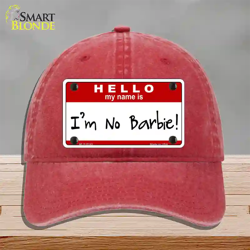 Im No Barbie Novelty License Plate Hat Unconstructed Cotton / Red