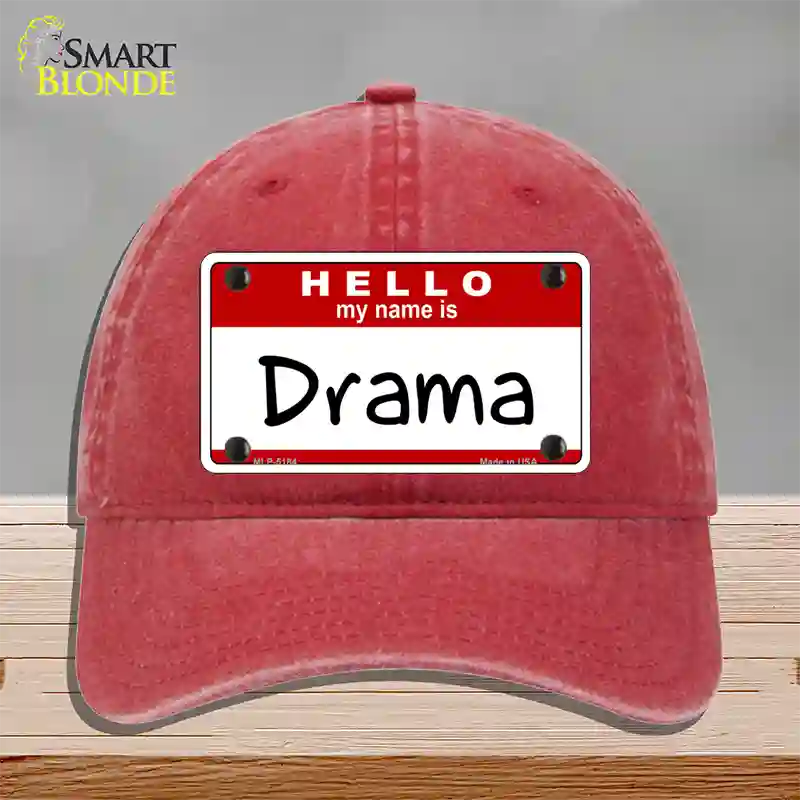 My Name Is Drama Novelty License Plate Hat Unconstructed Cotton / Red