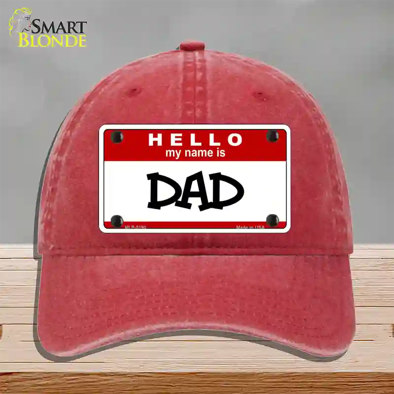 Dad Novelty License Plate Hat Unconstructed Cotton / Red