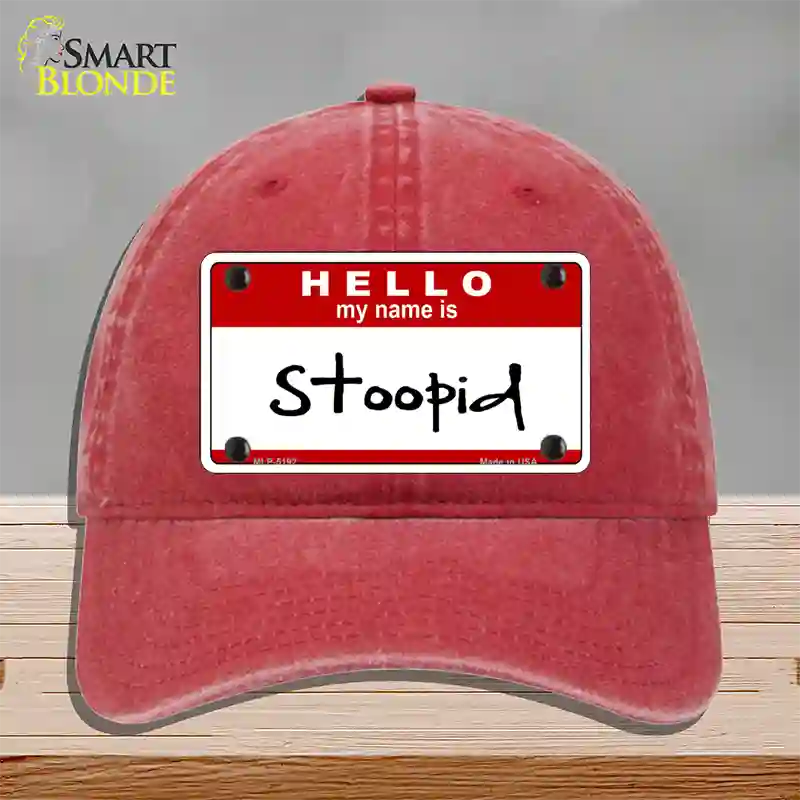 Stoopid Novelty License Plate Hat Unconstructed Cotton / Red