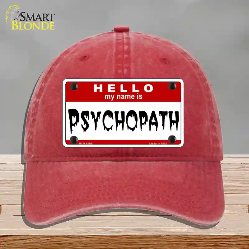 Psychopath Novelty License Plate Hat Unconstructed Cotton / Red