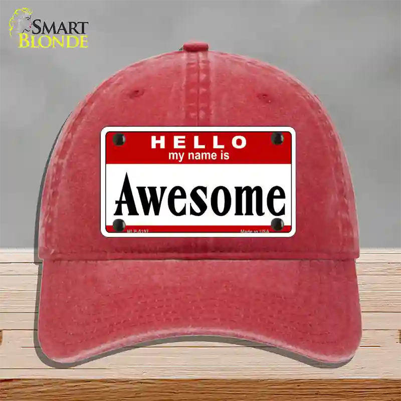 Awesome Novelty License Plate Hat Unconstructed Cotton / Red