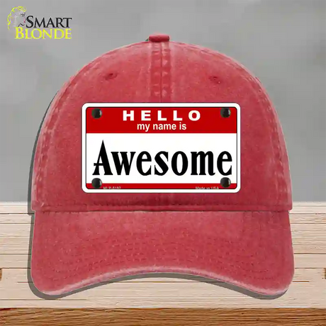 Awesome Novelty License Plate Hat Unconstructed Cotton / Red