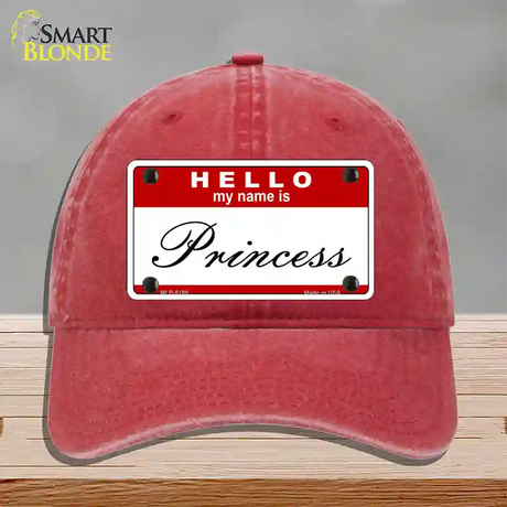 My Name Is Princess Novelty License Plate Hat Unconstructed Cotton / Red