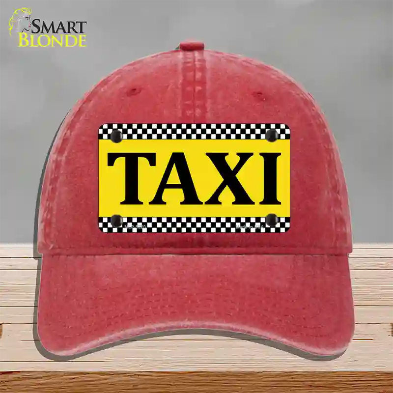 Taxi Novelty License Plate Hat Unconstructed Cotton / Red